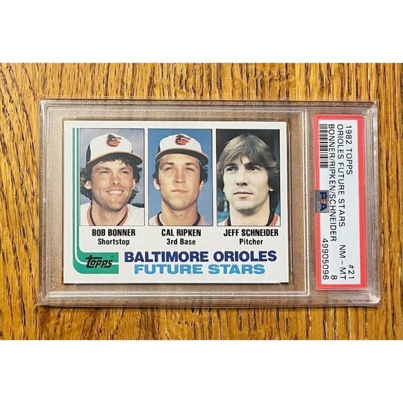 1982 Topps #21 Orioles Future Stars Cal Ripken Jr. RC Rookie PSA 8